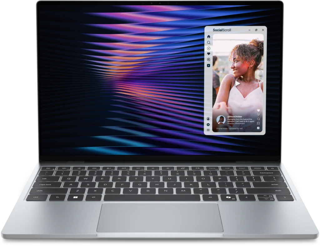 โน้ตบุ๊ก Dell XPS 13 รุ่นปี 2026 สีเงิน Sky เปิดหน้าจอมุมหน้าตรง