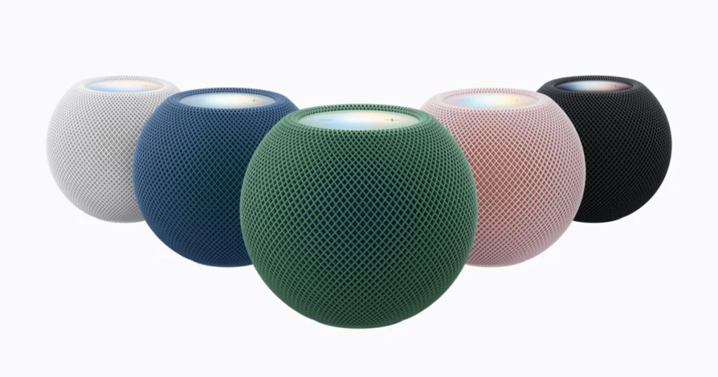 HomePod mini 2 ทั้ง 5 สี ชมพู เขียว น้ำเงิน ขาว และมิดไนท์