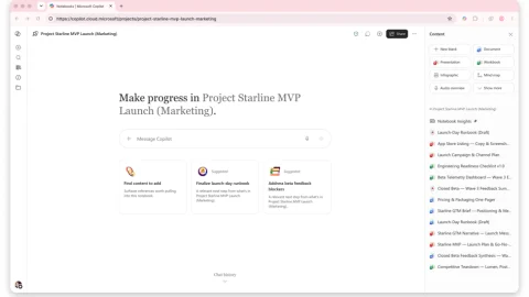 ดีไซน์ใหม่ของ Copilot Notebooks ในแอป Microsoft Copilot