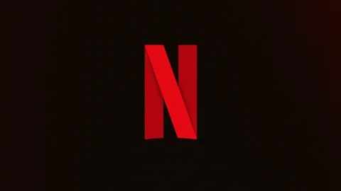 โลโก้ Netflix บนพื้นหลังสีดำ