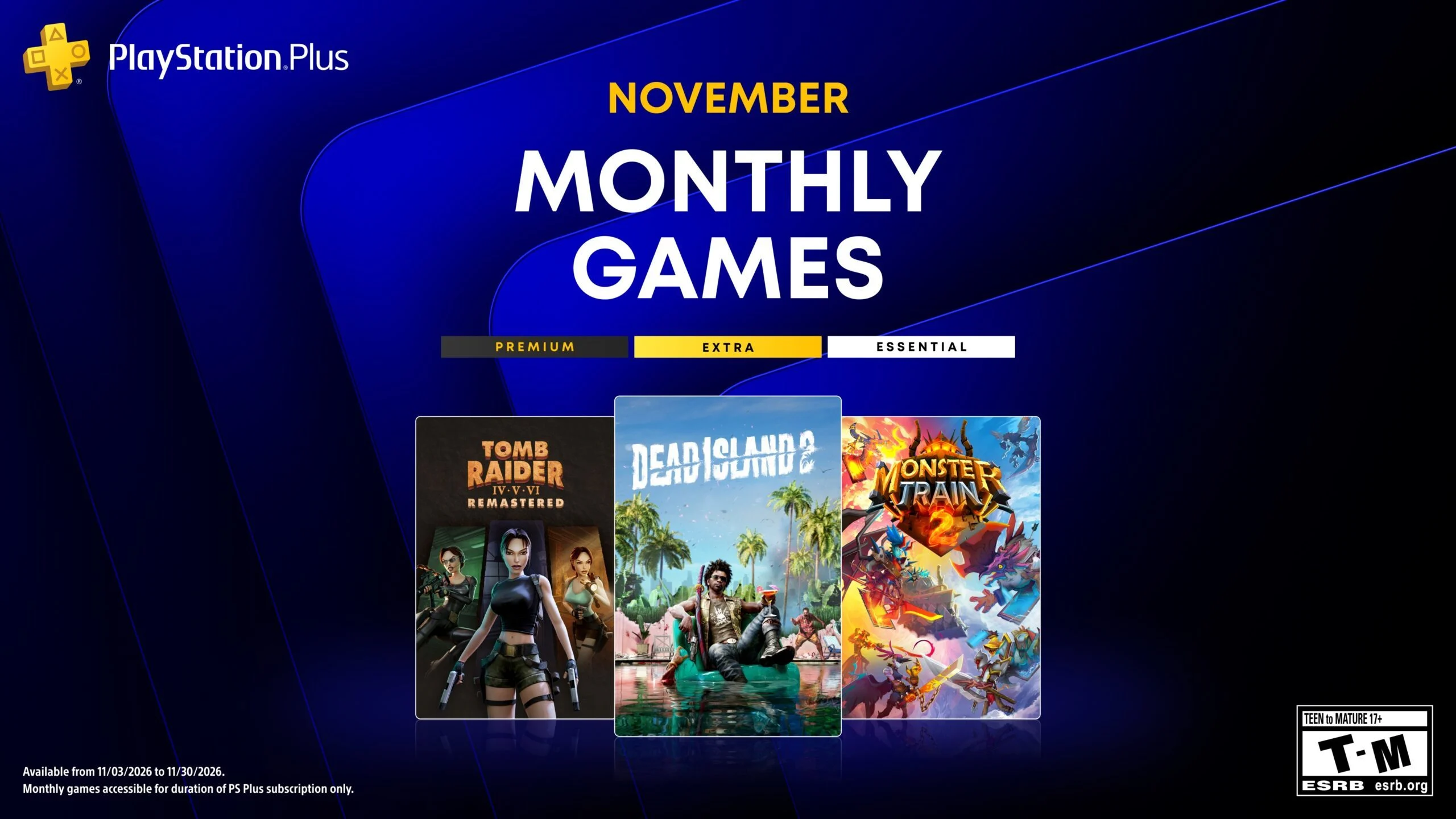 PS Plus พฤศจิกายน 2569 แจก Dead Island 2, Tomb Raider IV–VI Remastered และ Monster Train 2