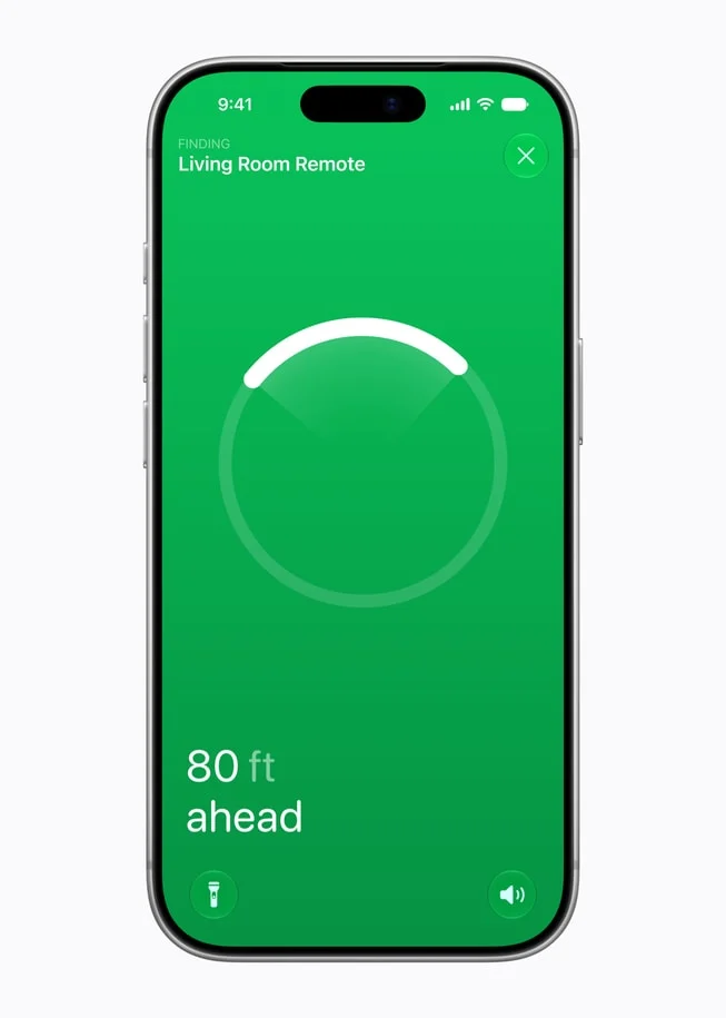 การค้นหา Siri Remote ด้วย Precision Finding บน iPhone