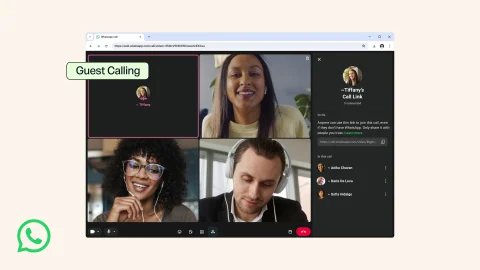 หน้าจอฟีเจอร์ Guest Calling ของ WhatsApp สำหรับเชิญคนเข้าร่วมคอลผ่านลิงก์
